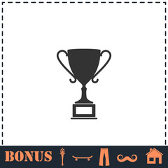 Sports cup icon flat