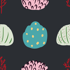 Bright underwater seamless pattern with beautiful corals.