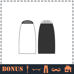 Salt and pepper shakers icon flat