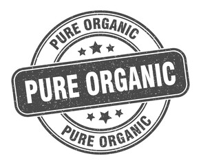 pure organic stamp. pure organic label. round grunge sign