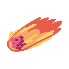 flame meteorite on white background
