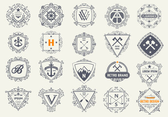 Set of 20 Ornamental Monograms and Logos