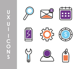 ui ux icons set, half line half color style