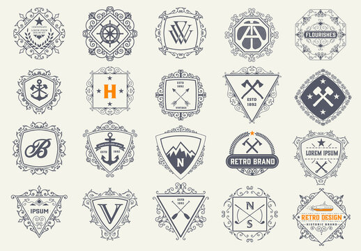 Set of 20 Ornamental Monograms and Logos