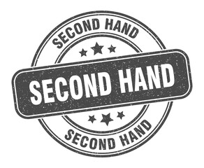 second hand stamp. second hand label. round grunge sign