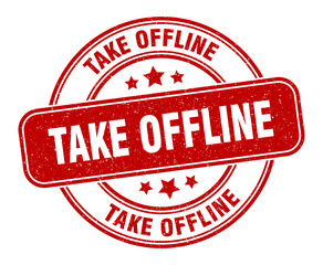 take offline stamp. take offline label. round grunge sign