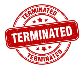 terminated stamp. terminated label. round grunge sign