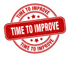 time to improve stamp. time to improve label. round grunge sign