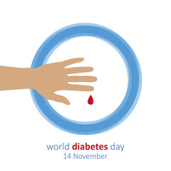 hand and blood drop world diabetes day 14 november vector illustration EPS10