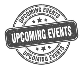 upcoming events stamp. upcoming events label. round grunge sign