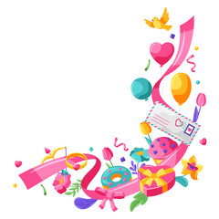 Happy Valentine Day ribbon frame.