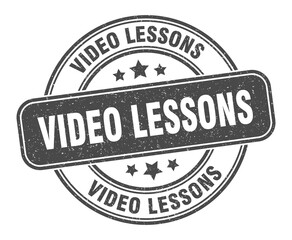 video lessons stamp. video lessons label. round grunge sign
