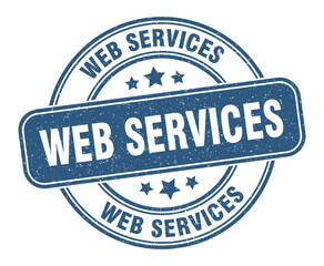 web services stamp. web services label. round grunge sign