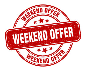 weekend offer stamp. weekend offer label. round grunge sign
