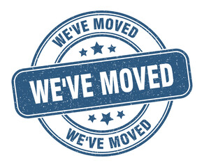 we've moved stamp. we've moved label. round grunge sign