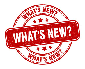 what's new? stamp. what's new? label. round grunge sign