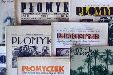 "Płomyk" - tygodnik dla dzieci i młodzieży - przykłady winietek stosowanych w latach 1926-1939									
