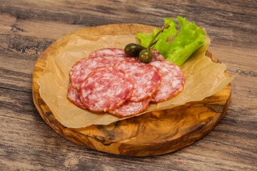 Spanish Salchichon sausage with salad