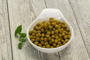Canned Green peas in the bowl