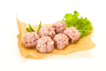 Homemade raw pork minced meatball for cooking