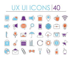 ux ui icons, half line half color style