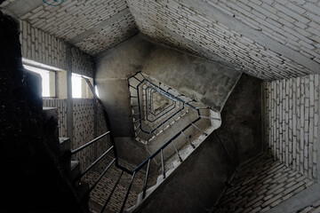 Stairs in an abandoned observation tower.