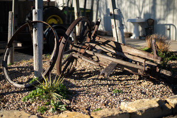 old rusty wagon wheel