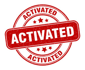 activated stamp. activated label. round grunge sign