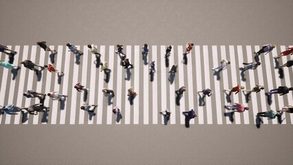 Pedestrian People transition zebra Business concept 4k