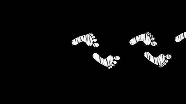 Сartoon bare footprint trail animation