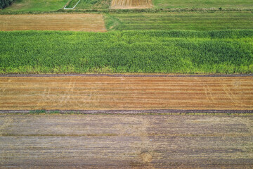 Drone photo of fields in Gmina Korytnica, Mazovia Province of Poland