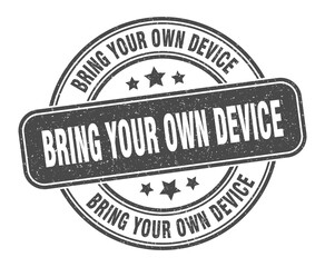bring your own device stamp. bring your own device label. round grunge sign
