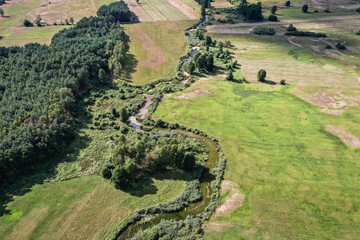Aerial high angle landscape near Paplin village within Wegrow County, Mazovia Province in Poland