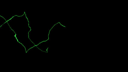 Abstract realistic nature green lightning thunder background . Bright curved line on isolated texture overlays. Stock illustration.