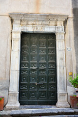 portal of the church SS Maria dell'annunziata built in 1500 cefalu sicily italy