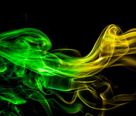 Colored smoke on black background