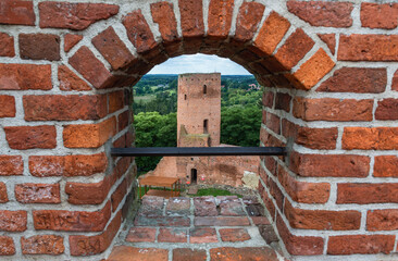 View from tower of castle in Czersk village near Gora Kalwaria town in Mazowsze region of Poland