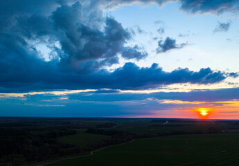 Fototapeta na wymiar Clouds at sunset, amazing sky, nature background