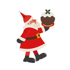 Santa Claus with Christmas Pudding vector icon