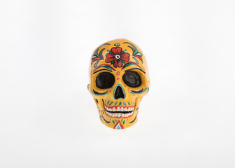 colorful sugar skull isolated on white background