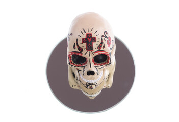 colorful sugar skull isolated on white background