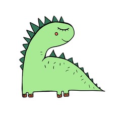 Dinosaur - cute simple cartoon drawing illustration. Colorful art for children books, design, textile, poster, icon