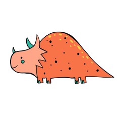 Dinosaur - cute simple cartoon drawing illustration. Colorful art for children books, design, textile, poster, icon