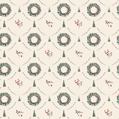 Watercolor Christmas seamless pattern.