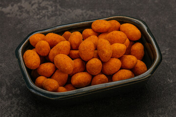 Spicy peanut heap in the bowl