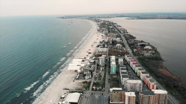 Aerial drone view of Constanta city in Romania