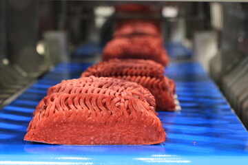 meat on the packaging line