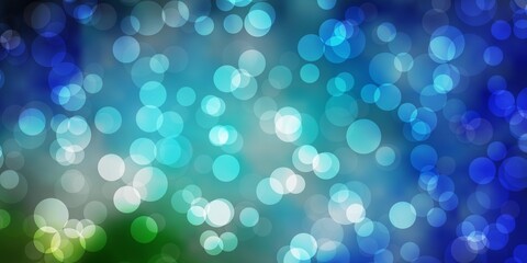Light Blue, Green vector background with circles.