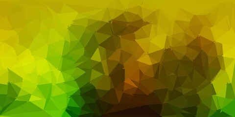 Dark green, yellow vector triangle mosaic template.