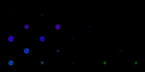 Dark Multicolor vector backdrop with virus symbols.